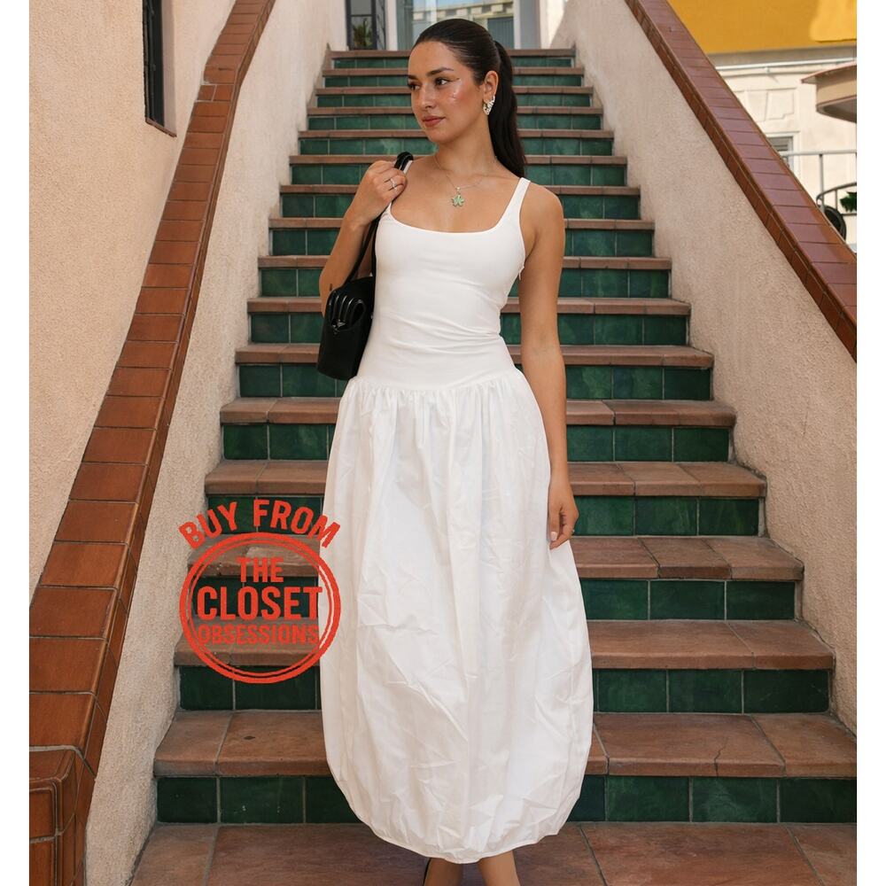 ZARA BLOGGER FAVE!!! Sleeveless Balloon Midi Dress NWT | White Knit M